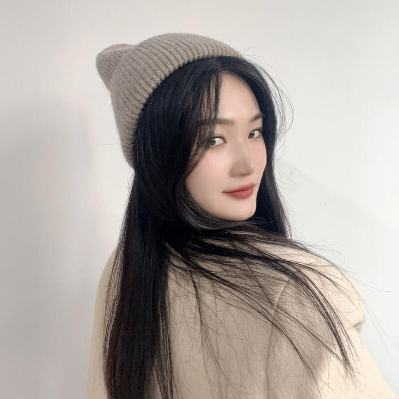 Новая вязаная шапка-бини (коричневый)