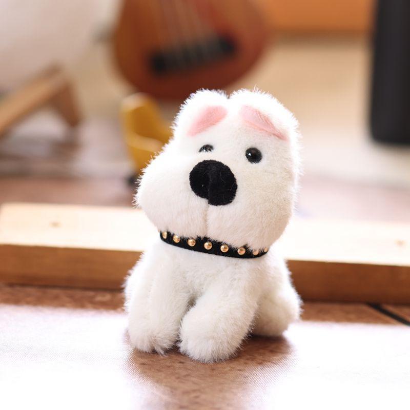 West Highland Plush Dog Doll With Key Chain And Pp Cotton Filling For Bag Decor