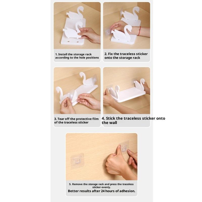 Kreatives Kunststoff Schwan Regal Selbstklebend Weiß/Grau Schweberegal Ohne Bohren Wandmontiert Badezimmer Ablageregal Küche