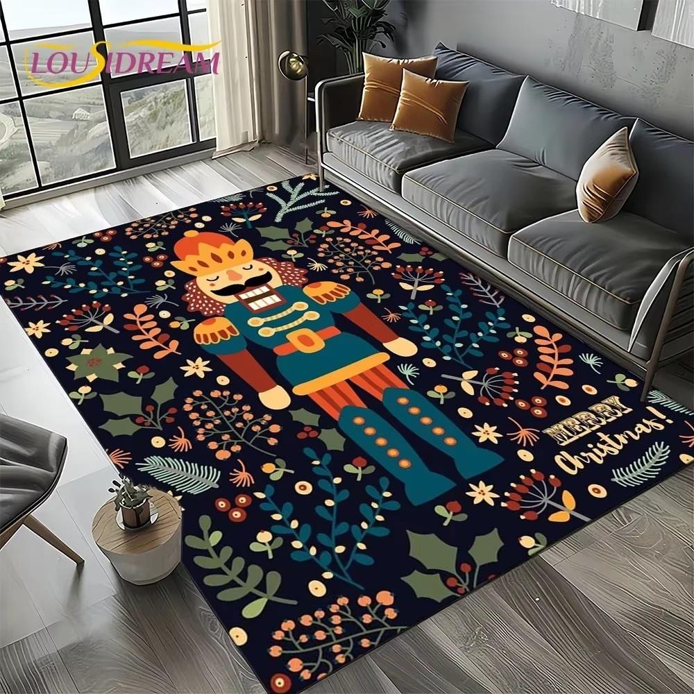 Cartoon Christmas Tree New Year Nutcracker Fairy Tales Carpet Rug for Living Room Bedroom Home Sofa Decoration,Kids Floor Mat