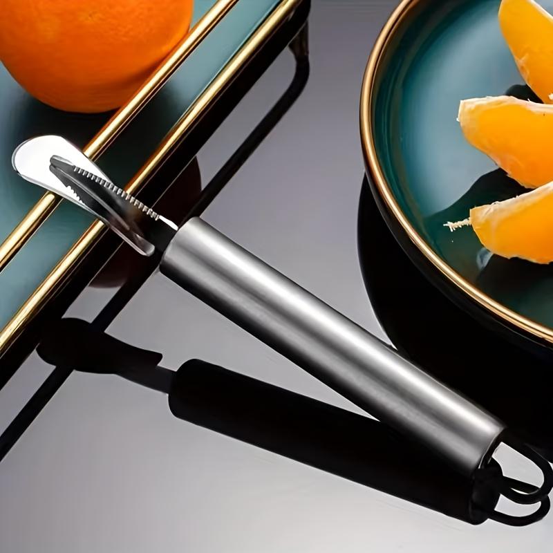 Heavy-duty stainless steel citrus peeler——Reusable lemon and orange peeler with curved handle Suitable for home and restaurant use this Orange peeler