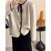 Korean Style Autumn New Sweater Cardigan Women's Loose Slimming Sweater Bow Round Neck Temperament Jacket