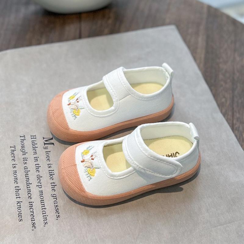 Girls' canvas shoes autumn new girls casual shoe embroidered girls' shoe anti slip children's canvas shoes cartoon child shoes