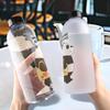 1000ml Water Bottles Cute Cartoon Plastic Water Cup Large Capacity Transparent Water Bottle Summer Portable Outdoor Frosted Water Cup
