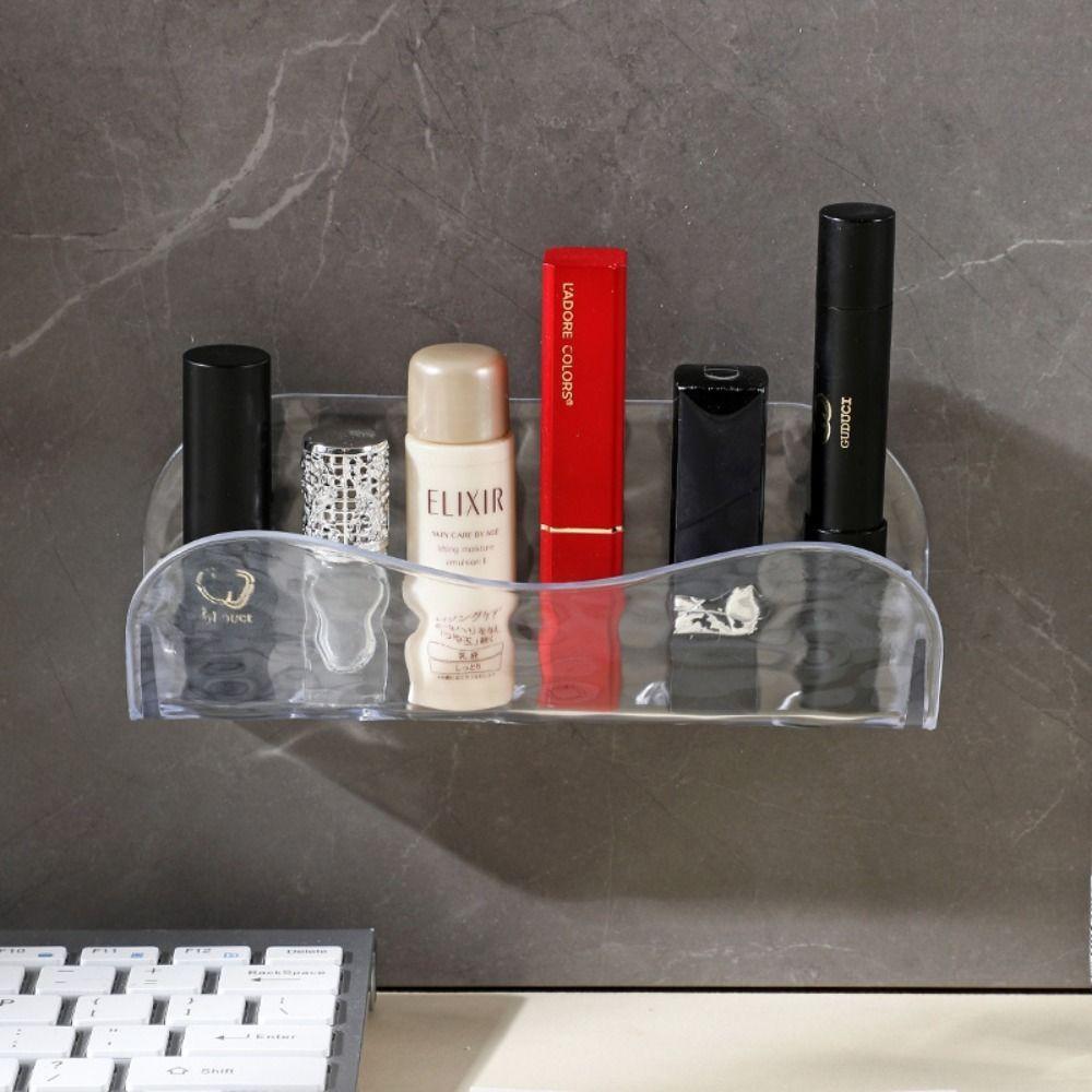 

Phone Holder Wall Mounted Shelf Wall-mounted Storage Rack Toiletries Organiser Bathroom прозорий