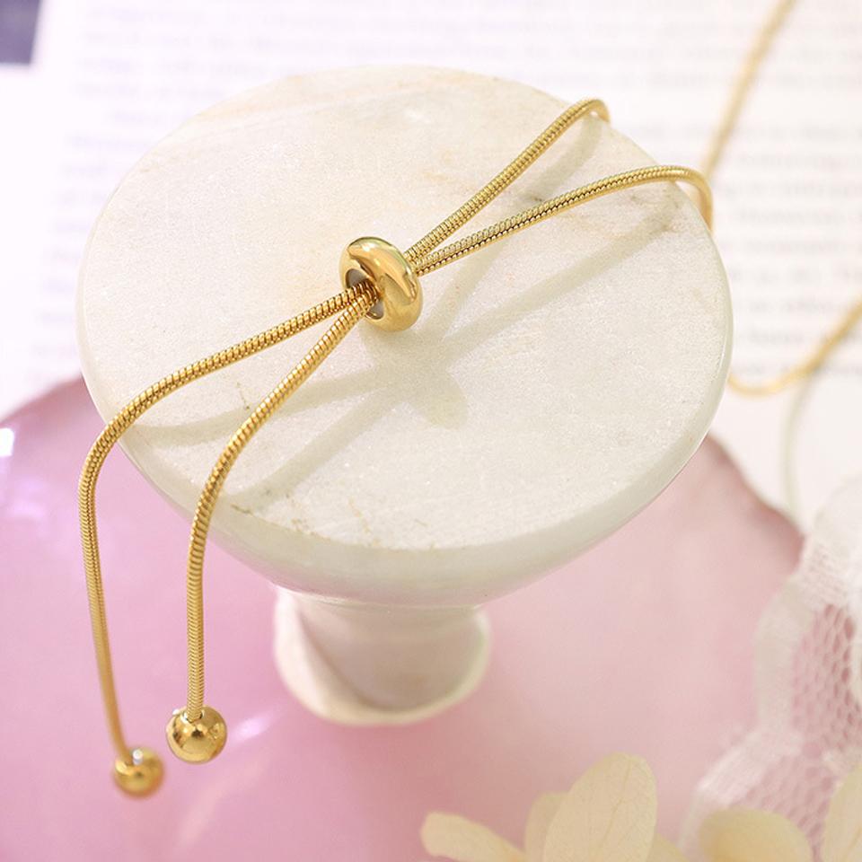 Orazio 14K Gold Stainless Steel Pendant Necklace Y-shaped Beads Collarbone Round Long Snake Chain Women's Jewelry Gift