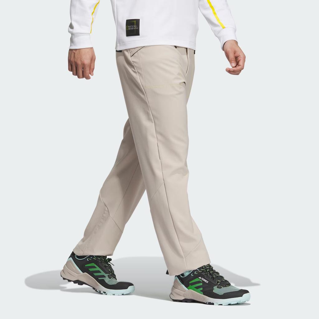 adidas X National Geographic Collaboration National Geographic Soft Shell Letter Print Outdoor Sports Long Pants Men Pants Light-Brown IL8991