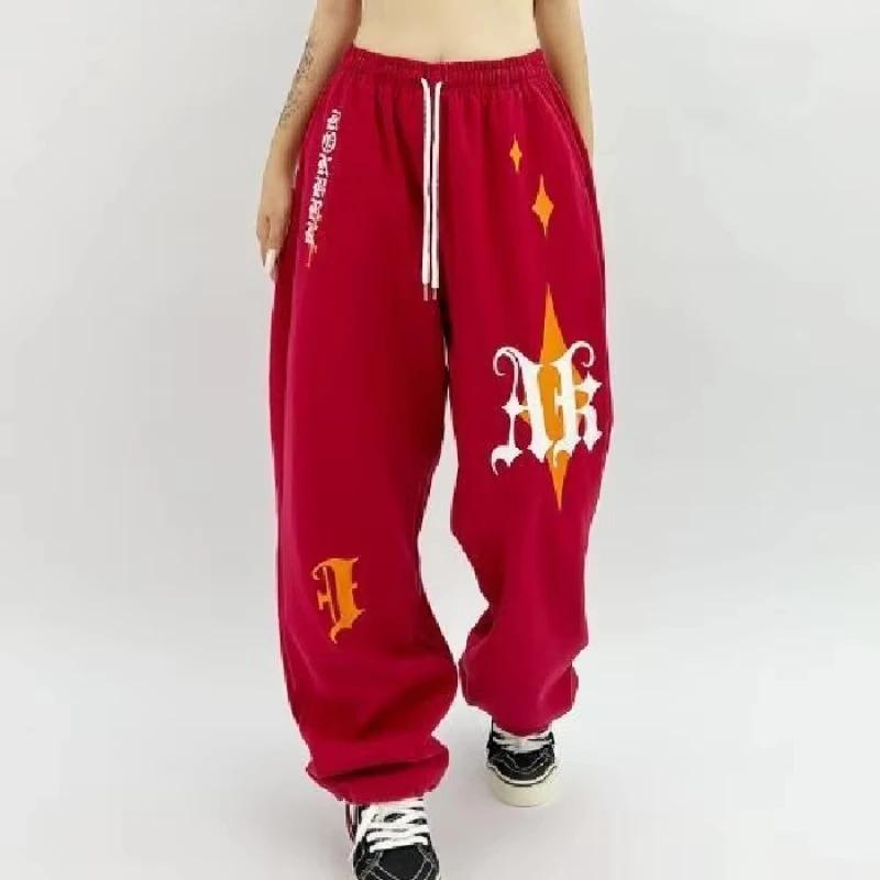 European American Style Women's Drawstring Trousers Letter Print Fashion Kids Pants