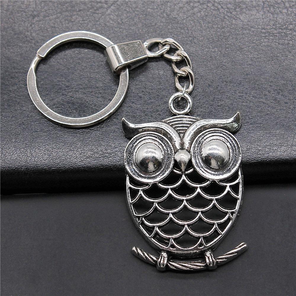 Herren Schlüsselanhänger DIY Metallhalter Kette Vintage Eulen Anhänger Kreativer Party Schmuck Zubehör Geschenk