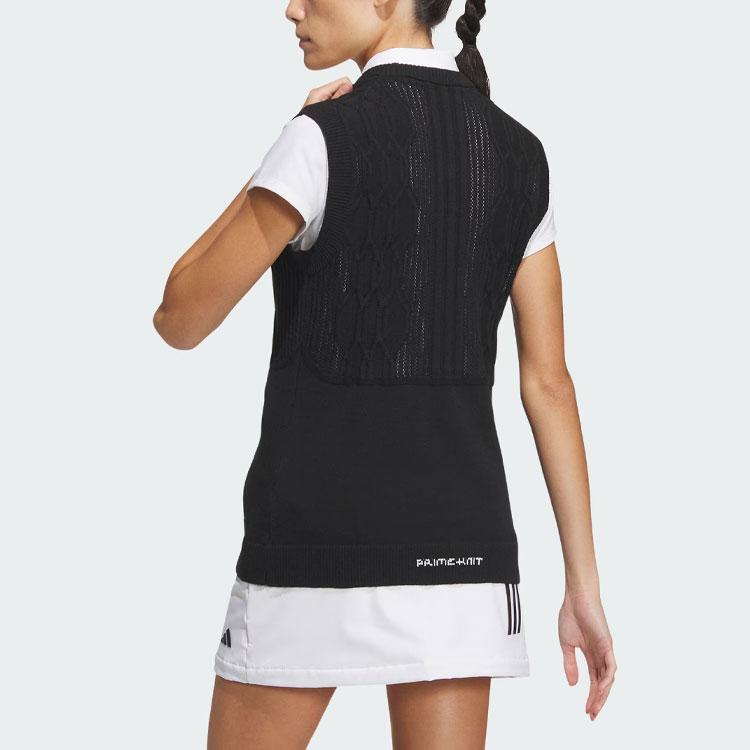 Adidas Solid Logo Golf Knit Sports Vest Women Vests Black IN6612