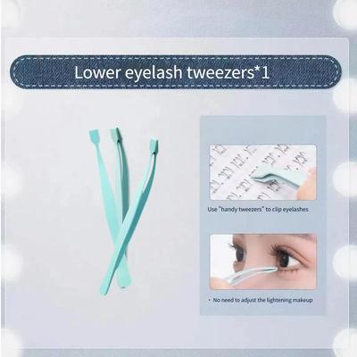 Stainless Steel Tweezers for DIY False Lashes, Glue-Free Lower Lashes Applicator TweezersMakeup
