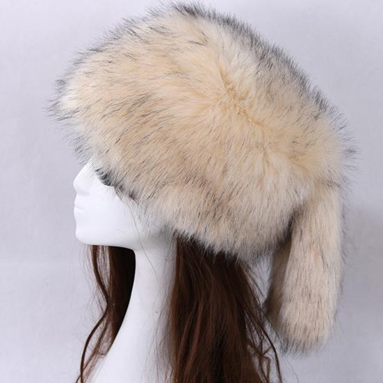 Winter Hat Ethnic Style Design Ear Protection Thickened Lining Faux Fur Ball Women Hat