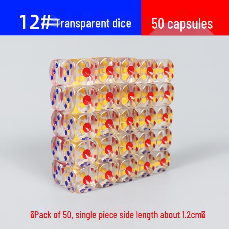 30mm Large Transparent Crystal Dice with Colored Pips for KTV, Bar, or Mahjong