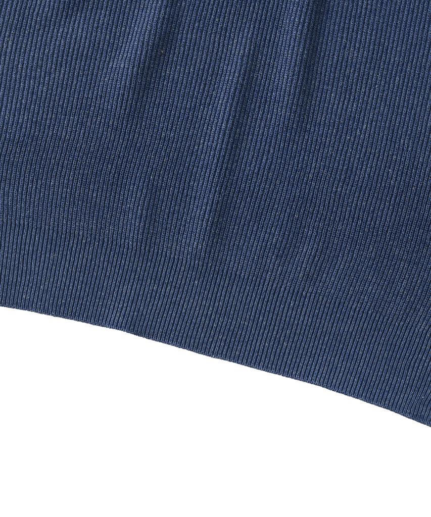 ANALOG MOOD Hacci Button-Up Collar Short Sleeve Knit (Blue)