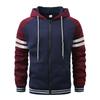 Mens Full Zip Hoodies Striped Color Block Casual Hooded Sweatshirts With Pockets Fashion Patchwork Jackets Outwear