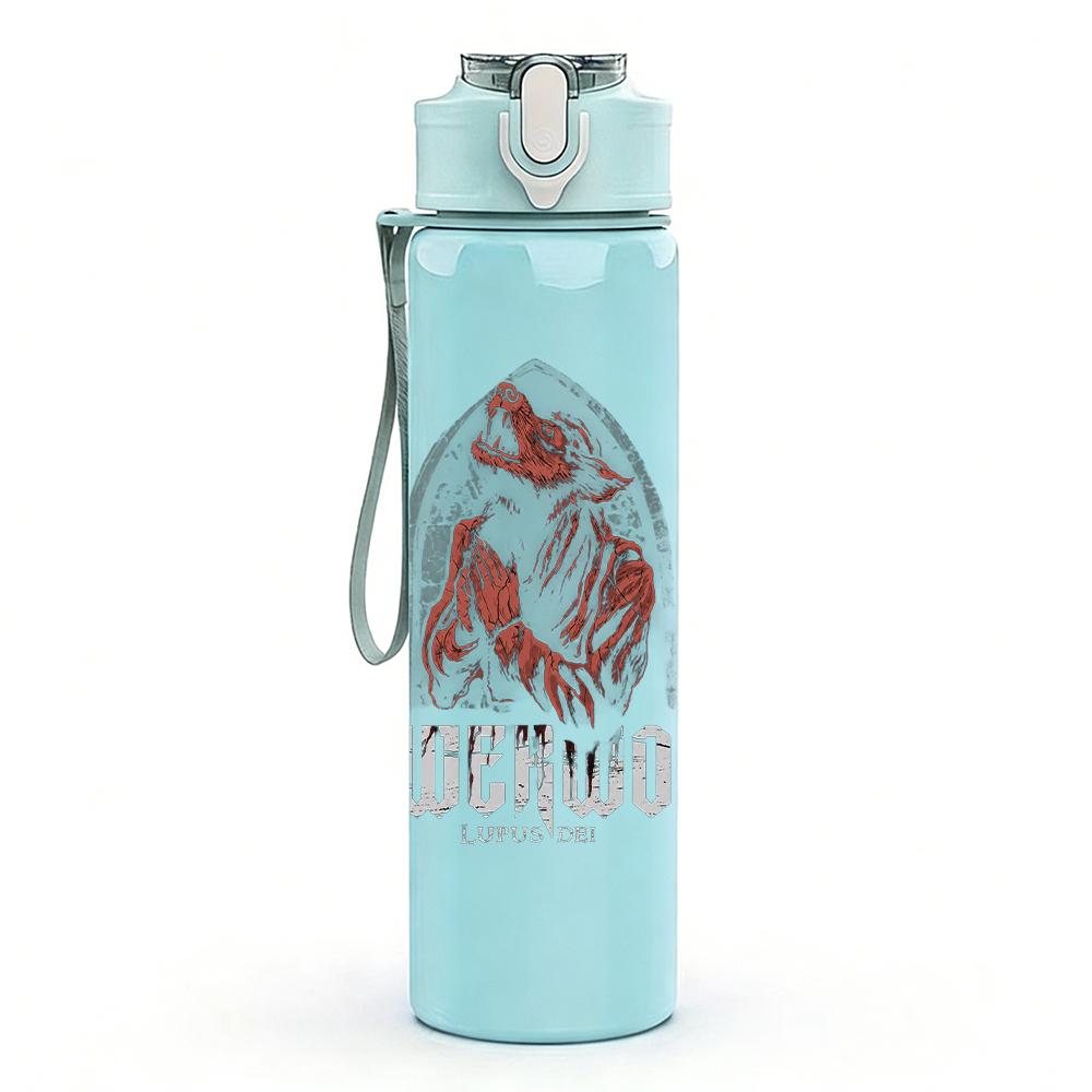 1PC Powerwolf Band Vintage Grunge Print 750ml colorful plastic sports water bottle leakproof pop up lid with straw for outdoor work home use