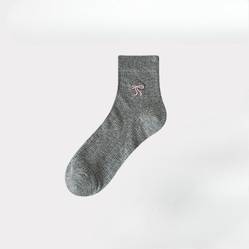 

Женские тонкие милые носки в балетном стиле с полым бантом для весны и лета 1 pair серый