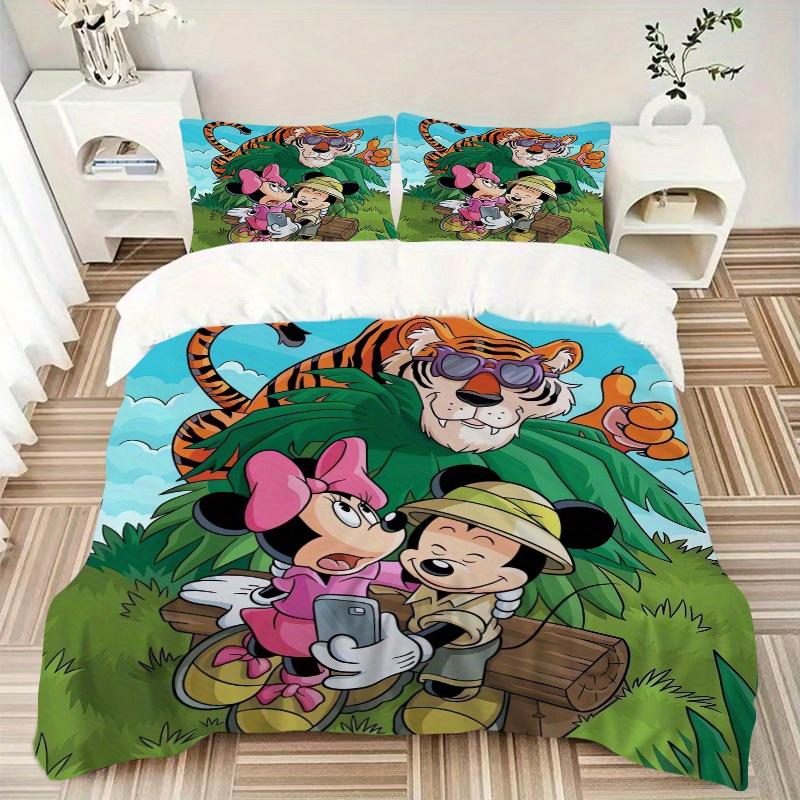 3pcs Minnie Mouse & Friends Jungle Adventure Bedding Set 1 Soft Quilt Cover + 2 Pillowcases, Machine Washable Suitable for All Seasons Q073