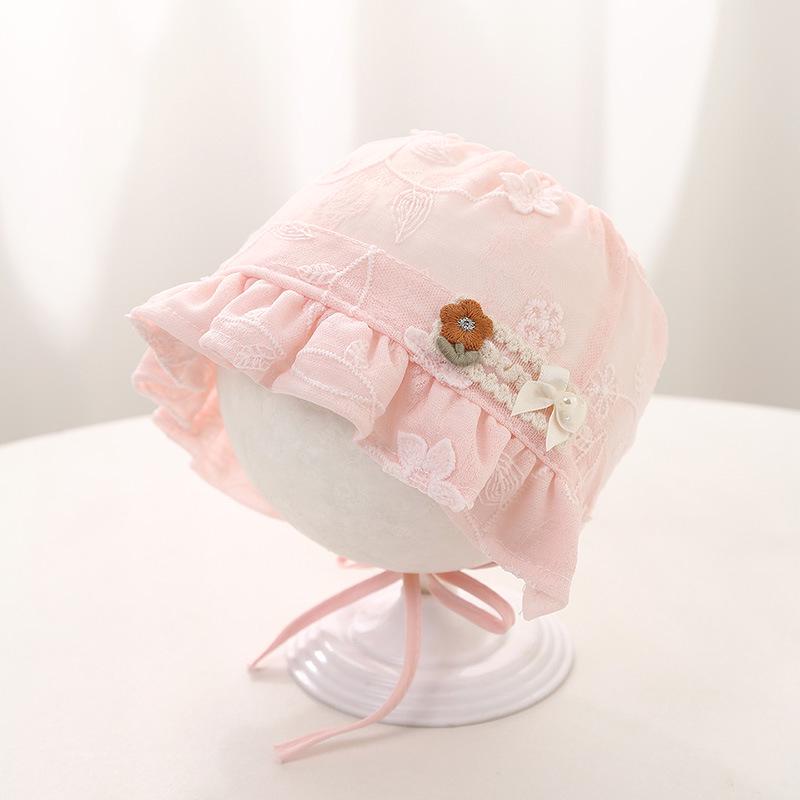 Baby Girl Lace Ruffle Sun Hat - Spring/Summer Tie-Up Princess Court Hat