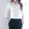 Classic Women's White Office Shirts with Contrasting Collars and Cuffs - European, American, Japanese, Korean Styles