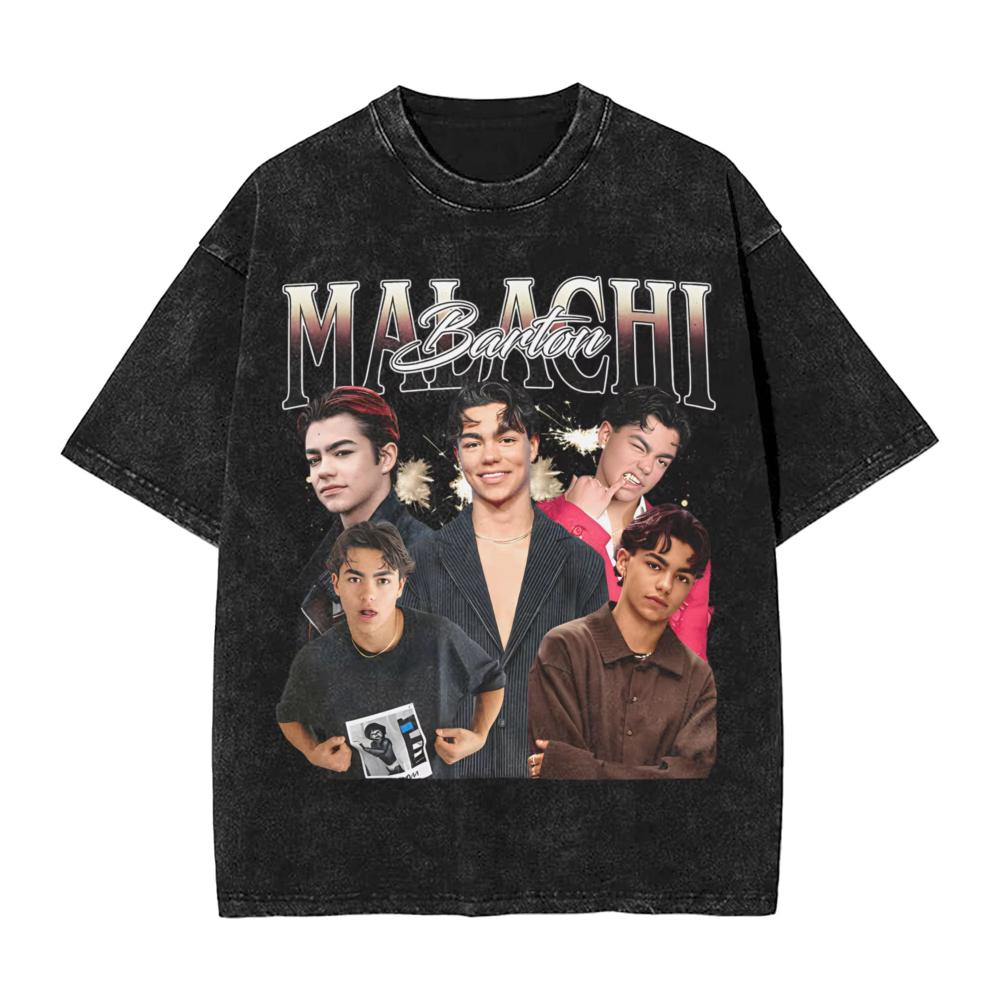 

Malachi Barton American Actor Poster Men Women T Shirts Washed Vintage Tee Shirt Short Sleeve TShirt Pure Cotton Plus Size Tops M