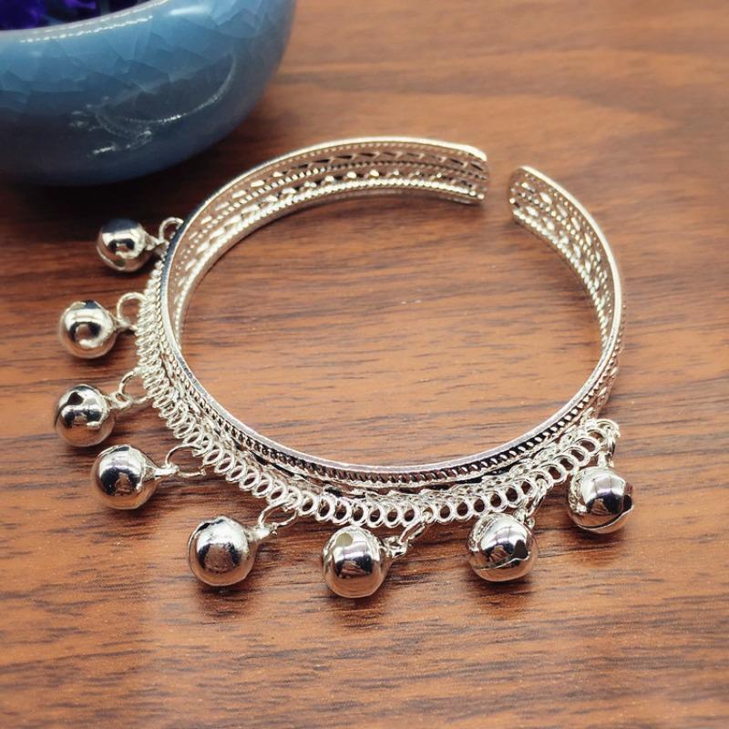 Retro Silver Eight Bells Bracelet, Dance Opening Bracelet, Versatile Jewelry Girls Bracelet