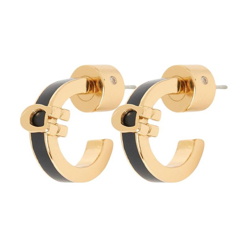 COACH Classic Logo Brass Earrings Women s Gold