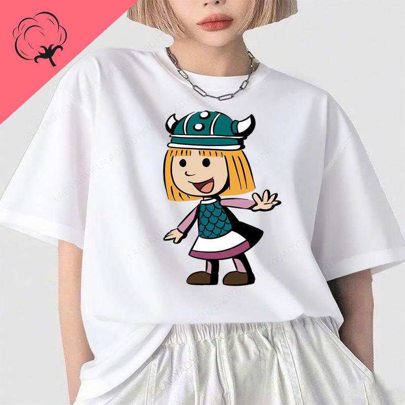 VickyLa Vichinga Wickie Maglietta GerUnisex Serie TV Anni '80 Cartone Animato Stampa Vintage Top Ragazzo Ragazza Abbigliamento in Cotone Camisa Magliette Grafiche