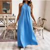 European and American style sexy neck halter dress solid color lazy loose dress, specially for elegant and long temperament