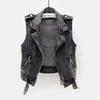 Gilet di Jeans Cowboy Grigio Buco Denim Gilet Donna Femminile Primavera Autunno Top Senza Maniche Giacca Corta Ragazze Gilet Strappato