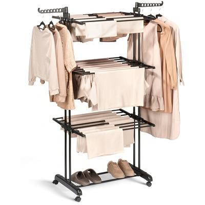 Black Metal Vertical Laundry Rack On Wheels 125X170 Cm