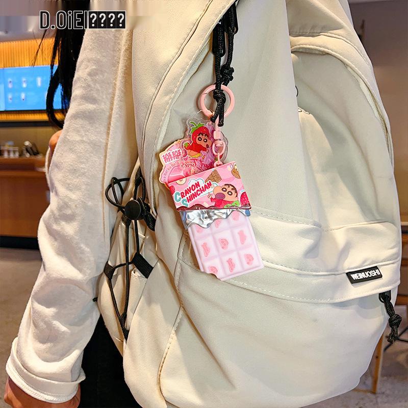 Crayon Shin-chan Breakable Chocolate Pendant Keychain - Trendy Decompression Toy Gift