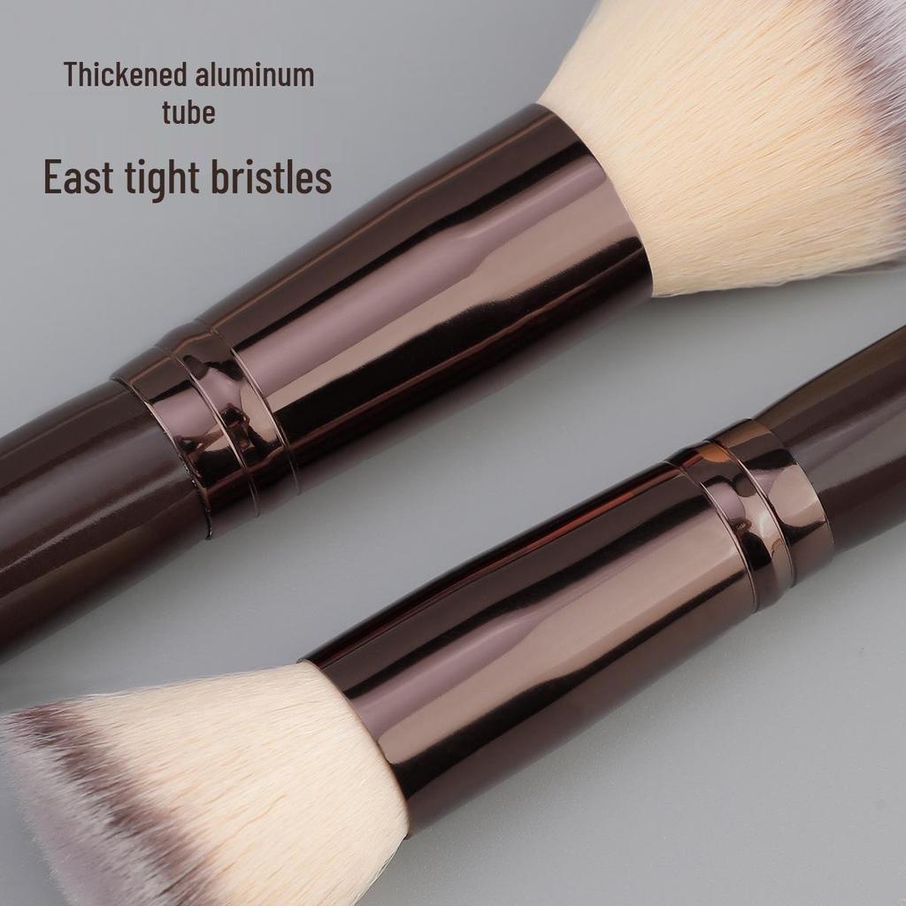 10-Piece Makeup Brush Set with Flat Foundation, Powder, Contour, and Eyeshadow Brushes.