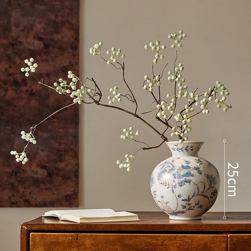 High-End Wabi-Sabi Bionic Floral Art: Horse Chestnut & Artificial Flower Bouquet for Living Room Arrangement.