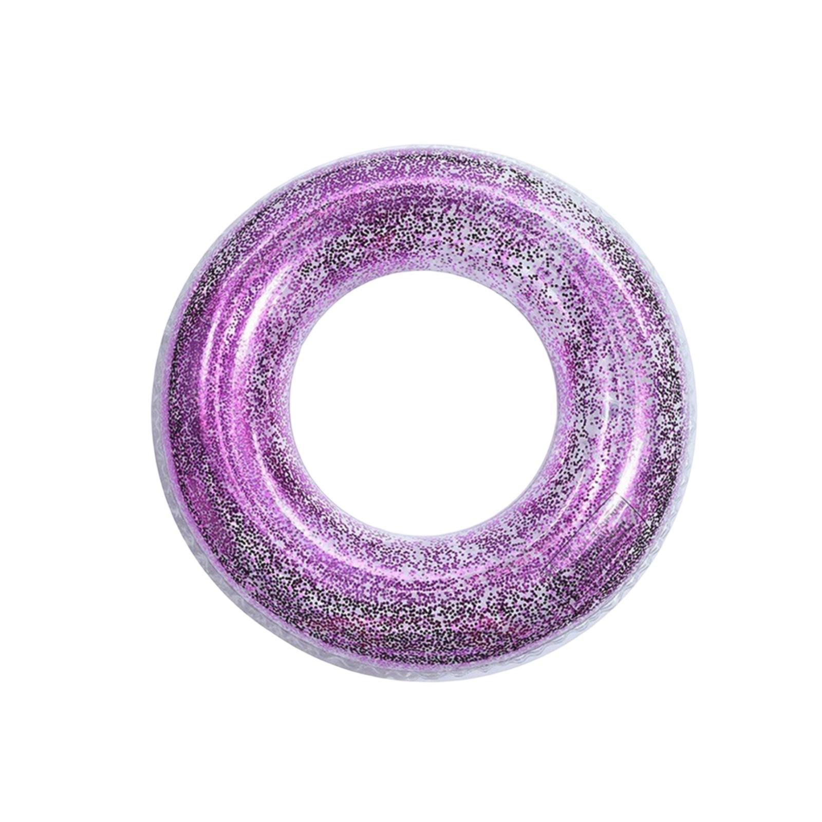 

Large Inflatable Swim Ring Transparent with Glitter Design Durable PVC Material Pool Float for Adults and Kids Summer Water Fun One Size
