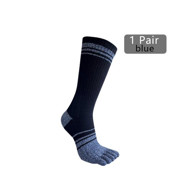 1/4 Pairs Long 5 Finger Socks Man Cotton Striped Colorful Compression Sweat-Absorbing Breathable Fitness Hiking Outdoor Toe Sock