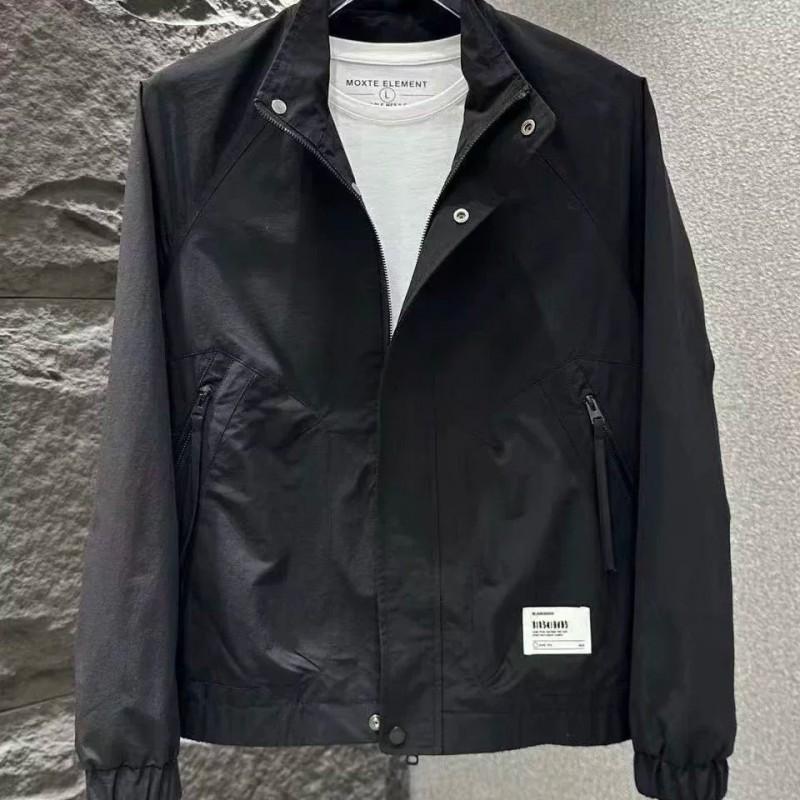 Mens Casual Lightweight Jacket Stylish Loose Fit Hoodless Zipper Front Solid Color Outerwear Youth