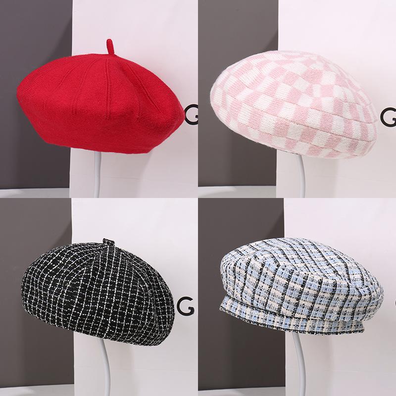Letter embroidery beret children's fashion face small versatile autumn and winter warm painter hat newsboy hat