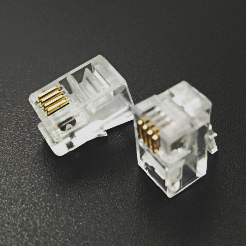 4P4C RJ9 Telephone Handset Connector 4-Core Audio Connector 4-wire Plug Gold-Plated Copper Chip Crystal Heads 50pcs 100pcs