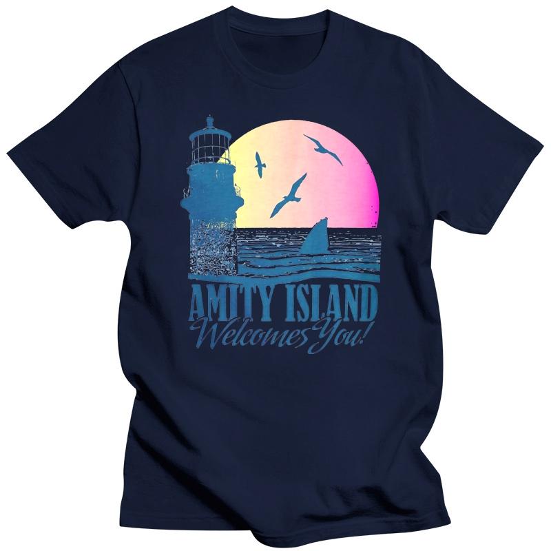 fashion black tshirts for male tee-shirt graphic t shirts Jaws Movie Amity Island Welcomes You T-Shirt Confortable Tee Shirt