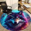 1 Stück Wolf Galaxie Druck Stuhlteppich für Büro Rutschfest, Waschmaschinenfester Teppich für Büro, Zimmer - Feiertagsdekoration, Maschinell hergestellt yy251016089