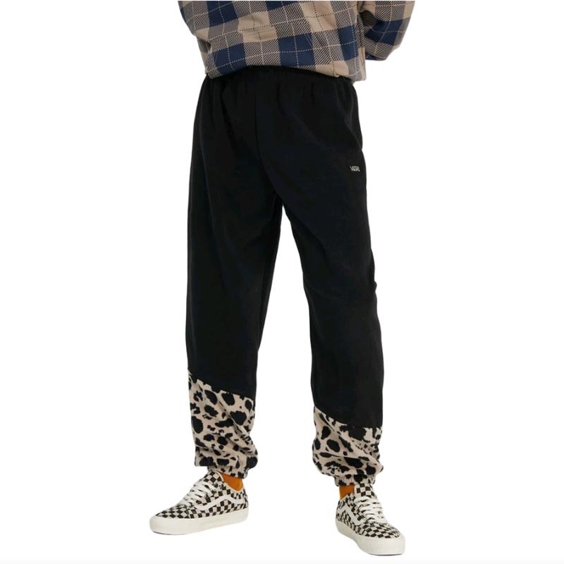 Vans Leopard Print Drawstring Cuffed Joggers Women bottoms Black VN0A7ROEBLK