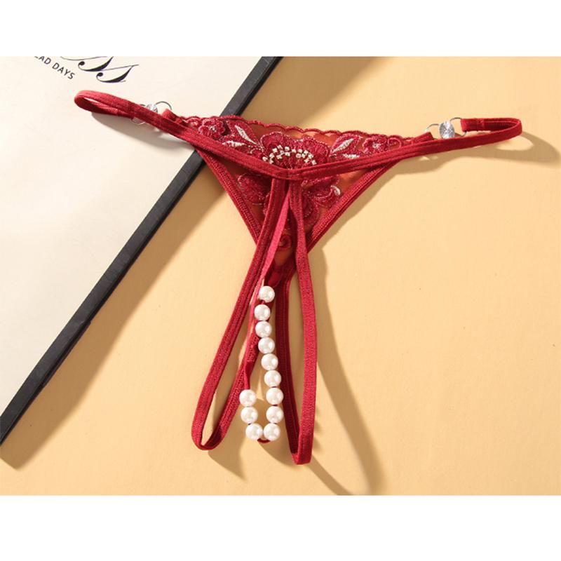 Erotické kalhotky Dámské sexy krajkové kalhotky Hollow Out Háčkování Krajka Kalhotky tanga G String Otevřený Rozkrok Peral Spodní prádlo