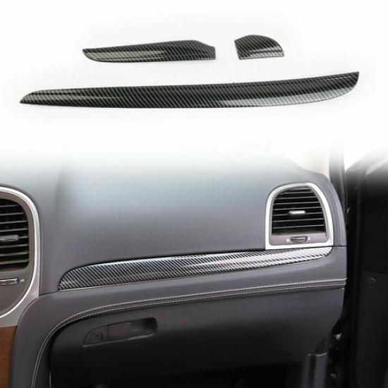 Central Control Dashboard Cover Trim Bezels for 2011+ Chrysler 300 Carbon Fiber