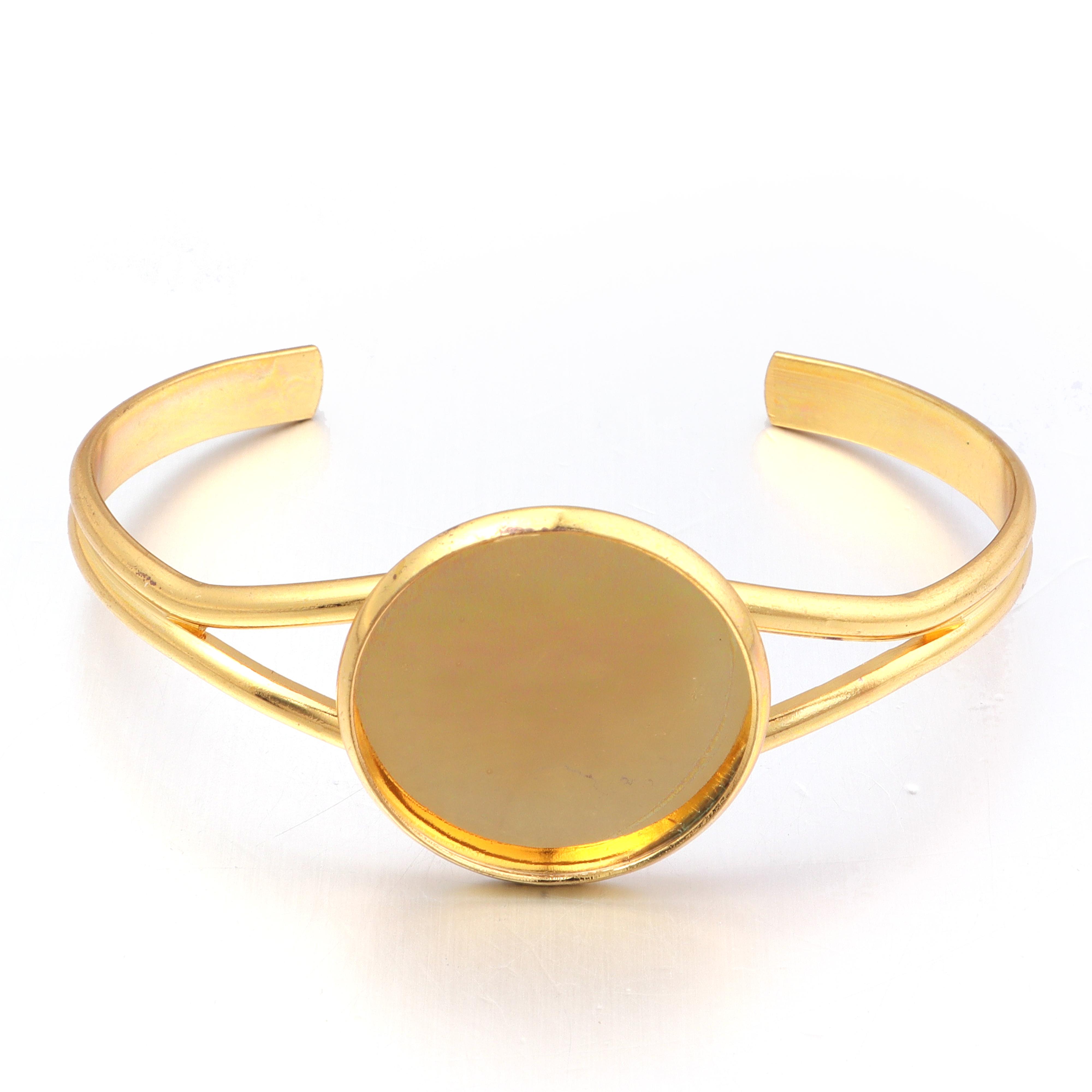 

High Quality Copper Plated Bracelet 20 25mm Inner size Bangle Cabochon Blank Base Settings For DIY Jewelry Making Accessories Inner 20mm золотой
