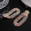 Silver Needle Zircon Geometric Color Earrings European and American High-end Earrings Light Luxury Fashion Exquisite Earrings