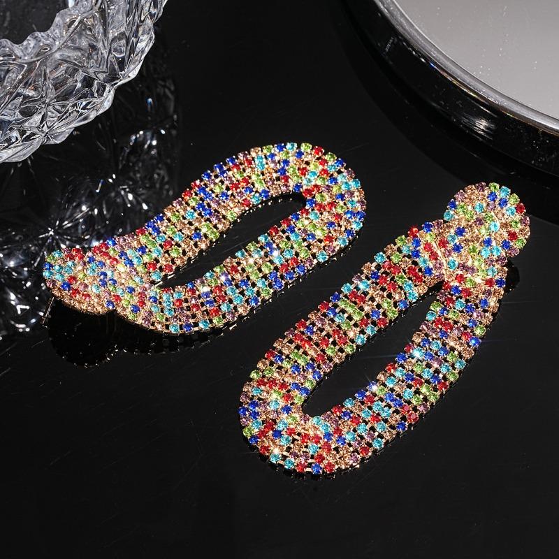 Silver Needle Zircon Geometric Color Earrings European and American High-end Earrings Light Luxury Fashion Exquisite Earrings