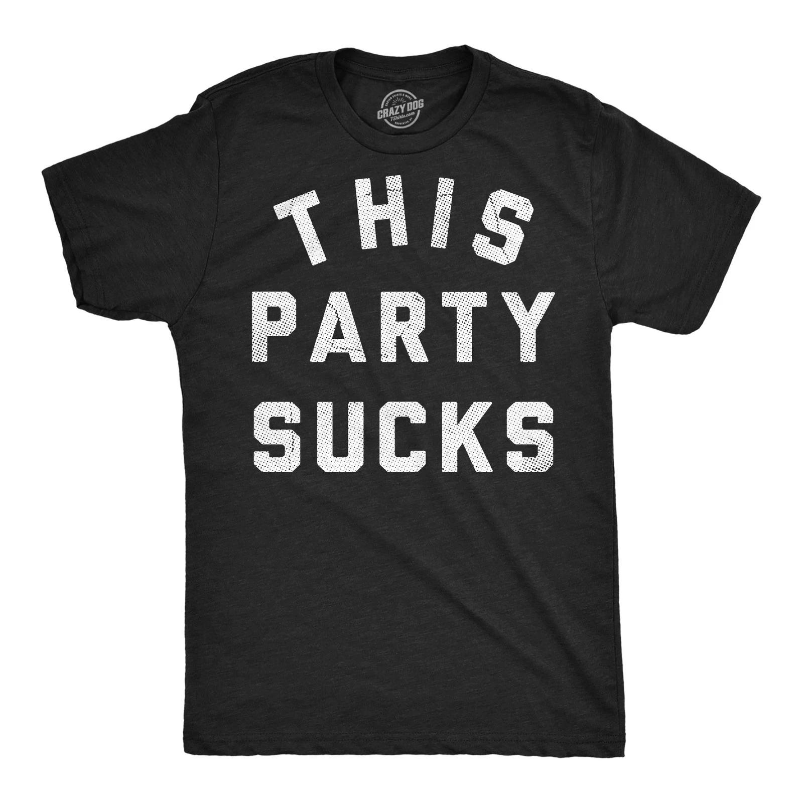Mens Funny T Shirts This Party Sucks Sarcastic Partying Graphic Novelty Tee for XS