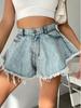 Shorts en jean déchirés taille haute à franges pour femmes style européen et américain 2024