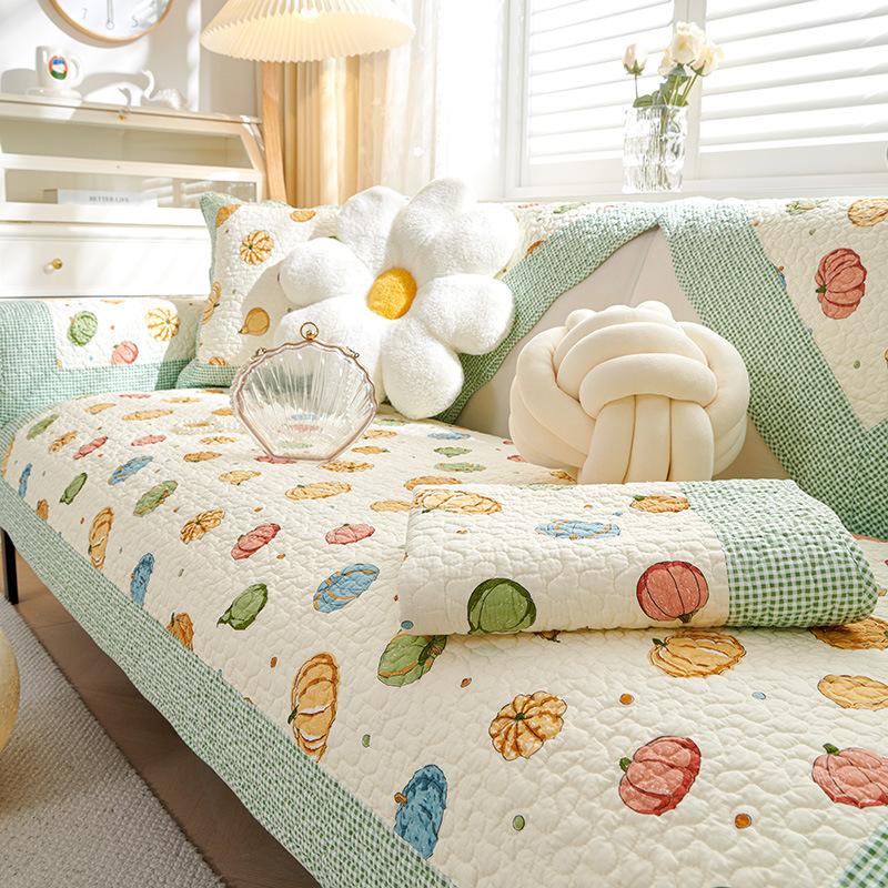 Style Pure Cotton Sofa Cushion Fabric Non-slip Pastoral Small Fresh Sofa Cover Cover Four Seasons Universal Sofa Seat